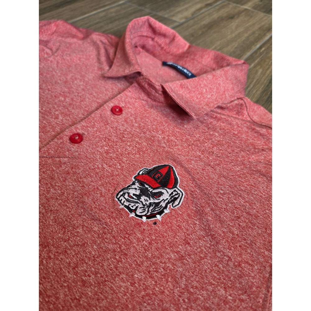Cutter & Buck Georgia Bulldogs Mens Large Red Heather Performance Polo Shirt UGA